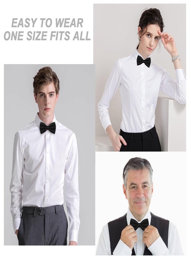 WOXVM Men's Bow Ties Solid Color Pre-Tied Bow Tie Satin Formal Tuxedo Bowtie Adjustable Neck Bowtie for Men Wedding Party (Black) - Image 5